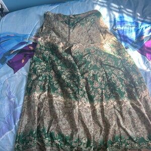 Jayli Green silk Paisley Palazzo Pants